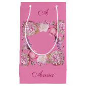 彼女のために私のバレンタインロマンチックなピンクのローズ薄紫 スモールペーパーバッグ (正面)