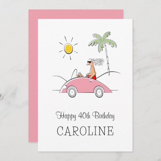 彼女のために40歳おもしろいの誕生日カーユーモアのあるド (正面/裏面)