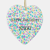 彼女のためのかわいい誕生日グリーティングカード セラミックオーナメント (右)