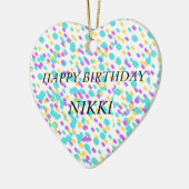 彼女のためのかわいい誕生日グリーティングカード セラミックオーナメント (左)