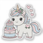 彼女のためのかわいい誕生日ユニコーン 女の子におしゃれな シール (正面)