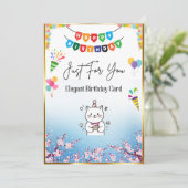 彼女のためのエレガントな花の誕生日カード。 招待状 (スタンド正面)