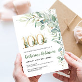 彼女のためのエレガントな花の100歳の誕生日招待状 招待状