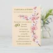 彼女のためのエレガントな花の40歳の誕生日招待状 招待状 (スタンド正面)