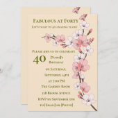 彼女のためのエレガントな花の40歳の誕生日招待状 招待状 (正面/裏面)