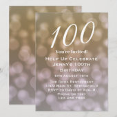 彼女のためのエレガントな100歳の誕生日招待状 招待状 (正面/裏面)