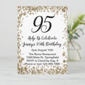 彼女のためのエレガントな95歳の誕生日招待状（ゴールド） 招待状 (スタンド正面)