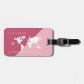彼女のためのエレガントアモダン、幾何学的な旅行ピンク ラゲッジタグ (正面横)