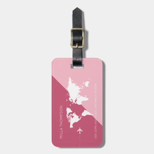 彼女のためのエレガントアモダン、幾何学的な旅行ピンク ラゲッジタグ (正面縦)