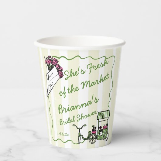 彼女のためのオーダーメイドのブライダルシャワーデザイン 紙コップ (正面)
