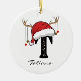 彼女のためのカスタムファミリークリスマスモノグラムオーナメント セラミックオーナメント