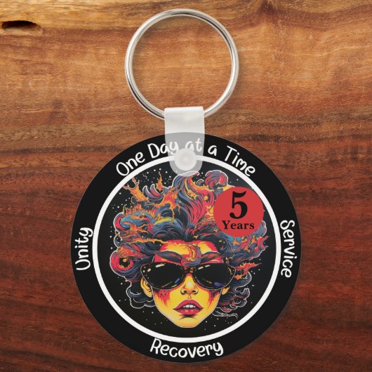 彼女のためのカスタム回復マイルストーンギフト – ポップ・アートの Art キーホルダー (正面)