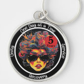 彼女のためのカスタム回復マイルストーンギフト – ポップ・アートの Art キーホルダー (正面)