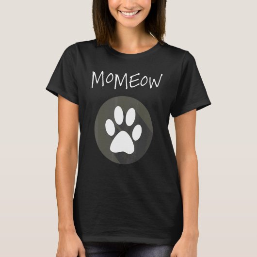 彼女のためのキュートな猫の足跡スローガン Tシャツ (正面)
