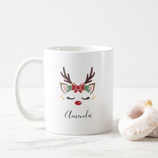 彼女のためのクリスマストナカイのマグギフト コーヒーマグカップ (ドーナツ)