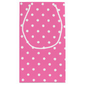 彼女のためのショッキングピンクの白い水玉模様のエレガントなパターン スモールペーパーバッグ (裏面)