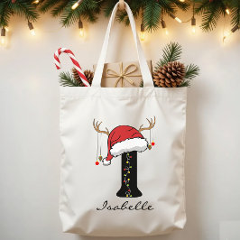 彼女のためのパーソナライズされたクリスマスモノグラムトートバッグ トートバッグ