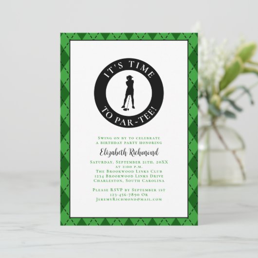 彼女のためのパーTおもしろいゴルファーのユーモア誕生日パーティー 招待状 (スタンド正面)