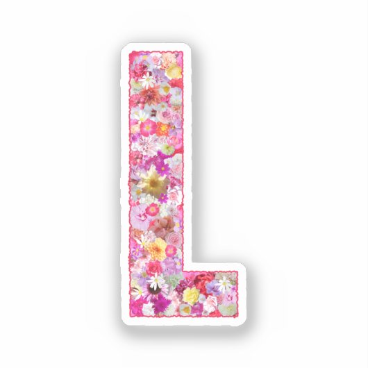 彼女のためのピンクの花の植物モノグラムL シール (正面)