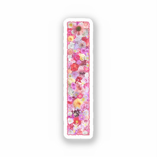 彼女のためのピンクの花の植物学的なモノグラムの手紙I シール (正面)