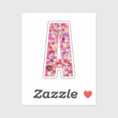 彼女のためのピンクの花の植物学的なモノグラムの文字A シール (シート)