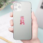 彼女のためのピンクの花の植物学的なモノグラムの文字A シール (スマートフォン)