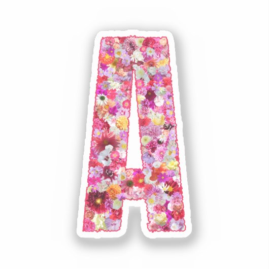 彼女のためのピンクの花の植物学的なモノグラムの文字A シール (正面)