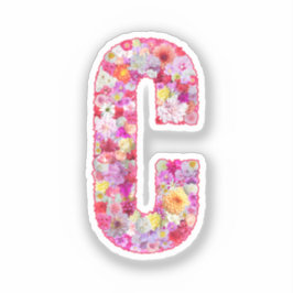 彼女のためのピンクの花の植物学的なモノグラムの文字B シール