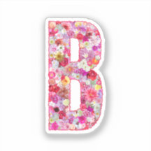 彼女のためのピンクの花の植物学的なモノグラムの文字B