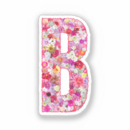 彼女のためのピンクの花の植物学的なモノグラムの文字B シール