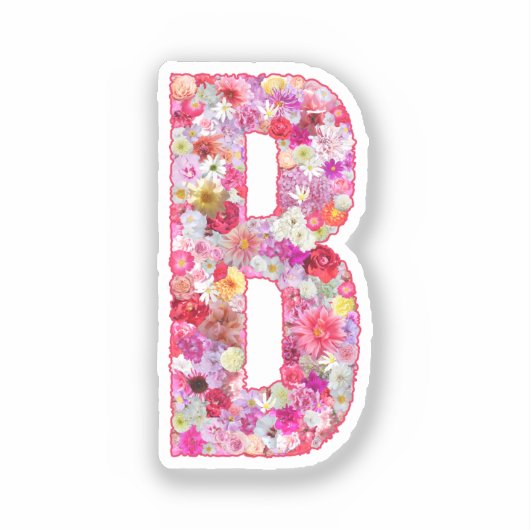 彼女のためのピンクの花の植物学的なモノグラムの文字B シール (正面)