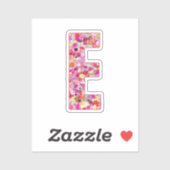 彼女のためのピンクの花の植物学的なモノグラムの文字E シール (シート)