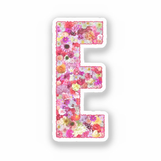 彼女のためのピンクの花の植物学的なモノグラムの文字E シール (正面)