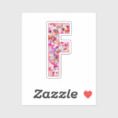 彼女のためのピンクの花の植物学的なモノグラムの文字F シール (シート)