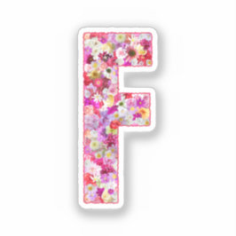 彼女のためのピンクの花の植物学的なモノグラムの文字F シール