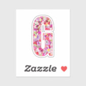 彼女のためのピンクの花の植物学的なモノグラムの文字G シール (シート)