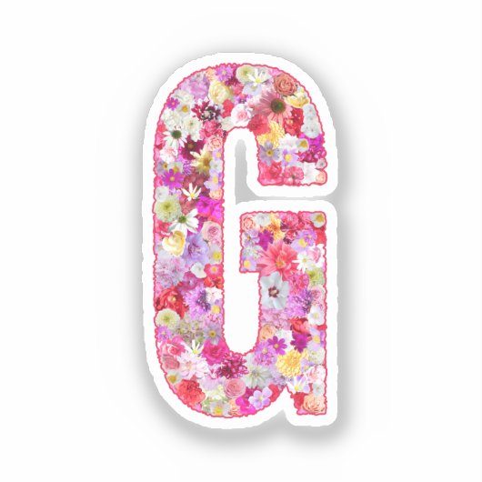 彼女のためのピンクの花の植物学的なモノグラムの文字G シール (正面)