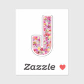 彼女のためのピンクの花の植物学的なモノグラムの文字J シール (シート)