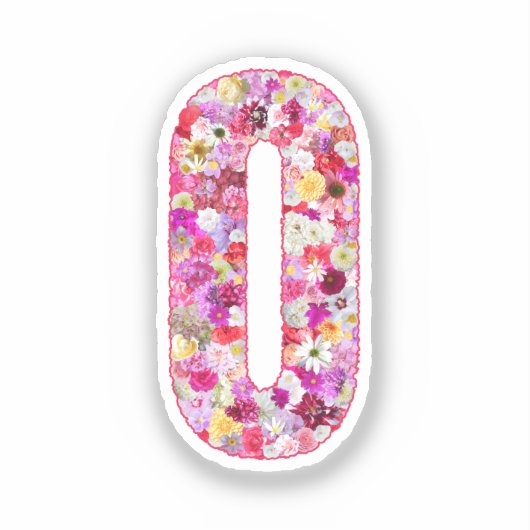彼女のためのピンクの花の植物学的なモノグラムの文字O シール (正面)