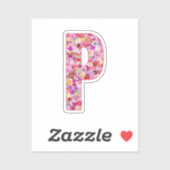 彼女のためのピンクの花の植物学的なモノグラムの文字P シール (シート)