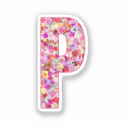 彼女のためのピンクの花の植物学的なモノグラムの文字P シール (正面)