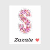 彼女のためのピンクの花の植物学的なモノグラムの文字S シール (シート)