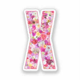 彼女のためのピンクの花の植物学的なモノグラムの文字X シール
