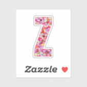 彼女のためのピンクの花の植物学的なモノグラムの文字Z シール (シート)