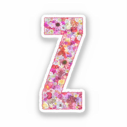 彼女のためのピンクの花の植物学的なモノグラムの文字Z シール (正面)