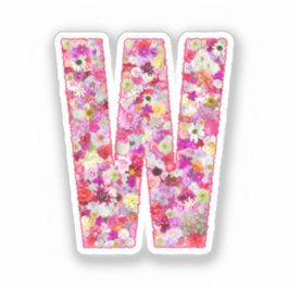 彼女のためのピンクの花の植物学的なモノグラムのW シール
