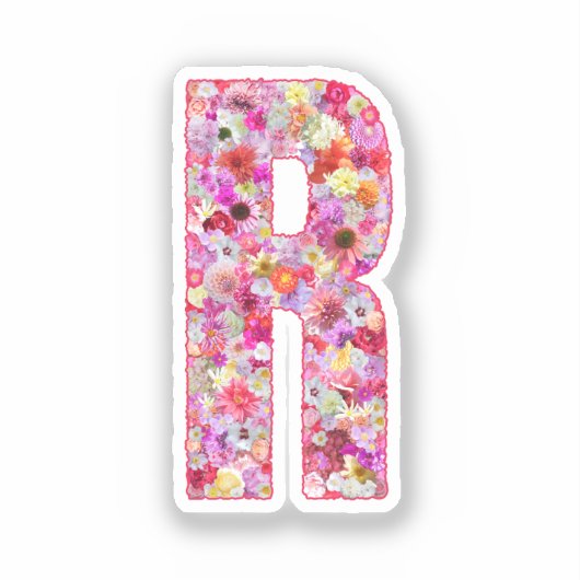 彼女のためのピンクの花の植物学的なモノグラムレターR シール (正面)