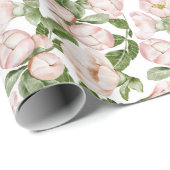 彼女のためのピンクグリーンフラワーデザインの誕生日&結婚前お披露目パーティー ラッピングペーパー (ロールコーナー)