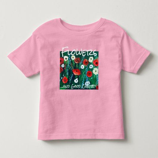 彼女のためのフレッシュな花畑アクリル画 - ポピー トドラーTシャツ (正面)