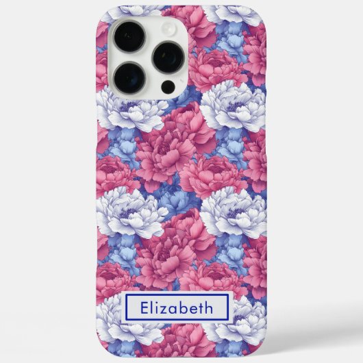 彼女のためのフローラル・ピオニーのカスタム名iPhoneケース Case-Mate iPhoneケース (裏面)